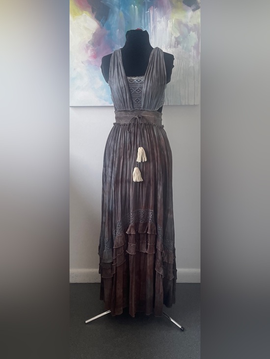 Free People Dresses & Skirts - Boho Tiered Maxi Skirt in Dusty Brown with Tassel Detail